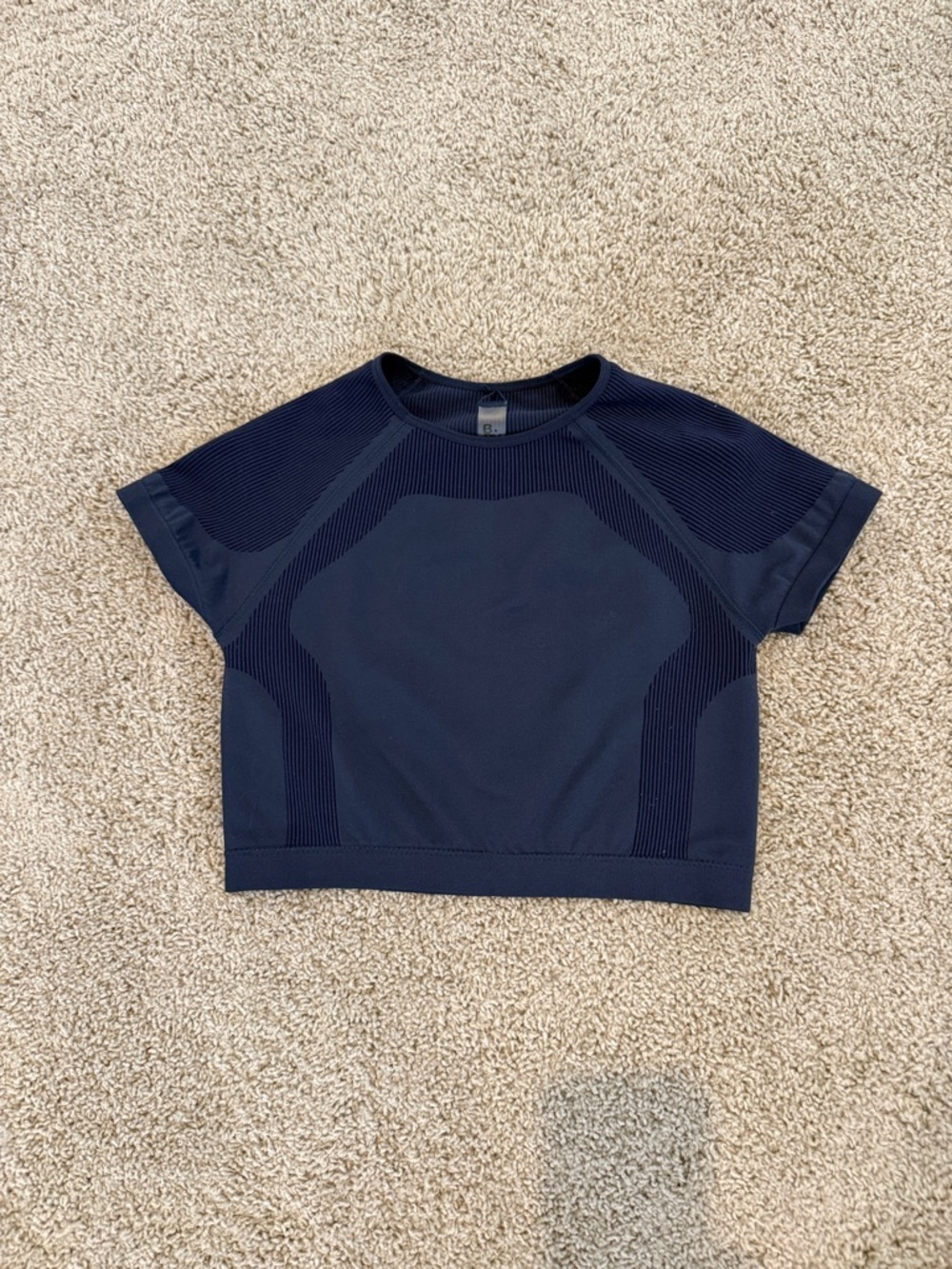 Garage Navy Cropped Short Sleeve Top
